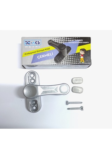 Pvc Pencere Metal Çekmeli Çocuk Emniyet Güvenlik Kilidi Gri