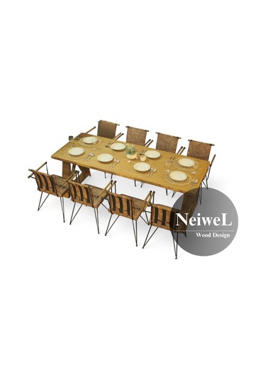 Neiwel İvea Doğal Ahşap Yemek Masası-100-280 Açık Ceviz