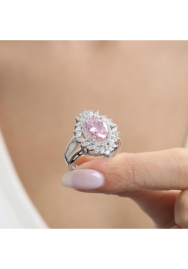 Mia Vento Effective Diamond Venedik Dansı Pink Taşlı Gümüş Yüzük