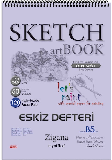 Zigana B5 Spiralli Eskiz Defteri – 50 Yaprak 120 G Çizim Kağıdı Sketchbook