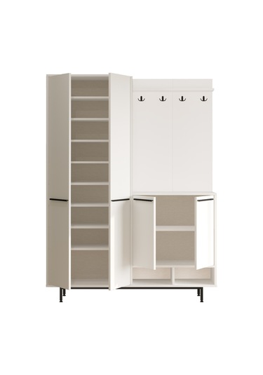 Robin Home Rita Portmanto Vestiyer Ayakkabılık Metal Ayaklı Beyaz