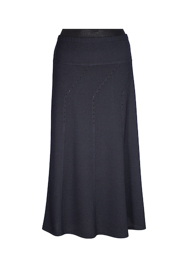 Hesna Kadın Seher Kışlık Büyük Beden Taşlı Astarsız Latikli Lacivert Etek Lacivert