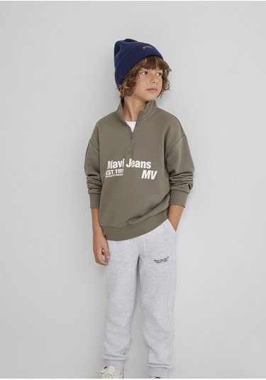 Mavi - Yarı Fermuarlı Haki Sweatshirt 6s10142-86961 Yeşil