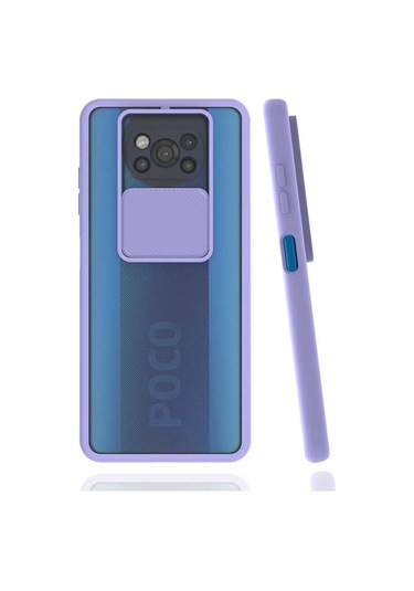 Kilifone - Xiaomi Uyumlu Poco X3 / Poco X3 Nfc / Poco X3 Pro - Kılıf Slayt Sürgülü Arkası Buzlu Lensi Kapak - Lila
