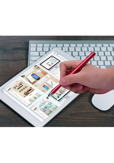 Skycity 2 Adet Kırmızı Dairesel+el Dokunuşlu Kalem: Evrensel Yüksek Hassasiyetli Kapasitif Kalem, Telefon Ve Tablet Ekranları İçin, 2 Yer Değiştirme Dairesi + 2 Fiber Uç li