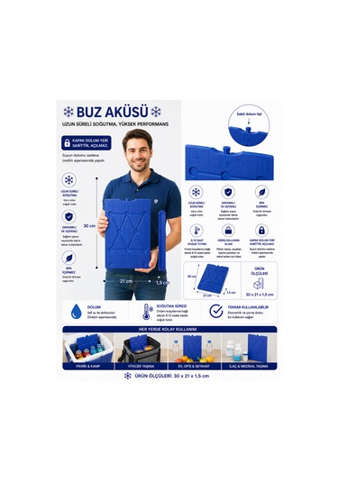 K-600 Buz Aküsü İce Pack Mavi 2 Li-360