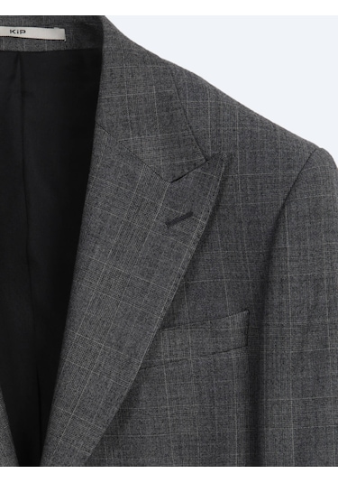 Kip Antrasit Kareli Modern Fit Yün Karışımlı Takım Elbise