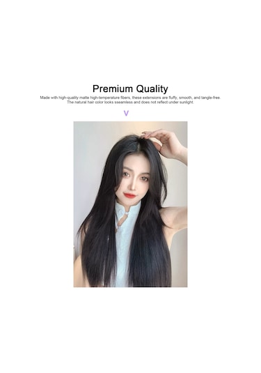 Kadın Kızlar İçin Postiş Başına 5 Klip İle Sentetik Saç Uzantılarında 23.6 İnç Saç Uzatma Düz Klip