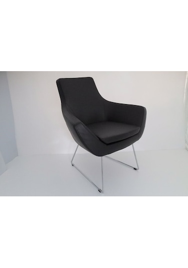 Fahren Siyah Deri Rahat Küçük Otel Lobi Koltuğu