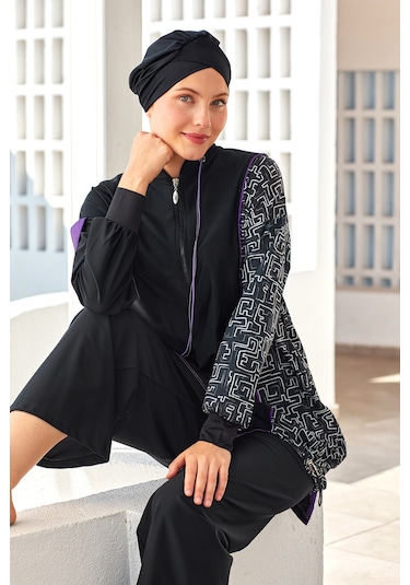 Likralı Bol Paça Tam Kapalı Tesettür Mayo 4539 Siyah Siyah