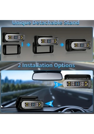 Boatshop1 Siyah Akıllı Lastik Basınç İzleme Sistemi Gerçek Zamanlı 4 Tekerlek İzleme Doğru Basınç Sıcaklık Göstergesi Düşük Basınç Uyarısı Usb Şarj