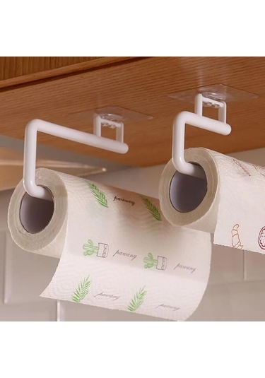 Reedark Küçük Boy Sürekli Montajsız Mutfak Kağıt Havlu Tutucu - Pp Malzeme Beyaz Renkli 14.5x6.3x7.5cm