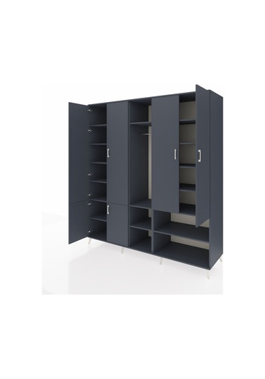 Kronos Dolap 15 Raflı 5 Kapaklı Tek Askılı 220x59x243 Antrasit-antrasit/antrasit Antrasıt/antrasıt