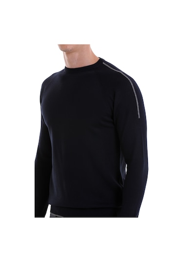 Hatemoğlu Lacivert Regular Fit Jakarlı Bisiklet Yaka Yünlü Triko Kazak Lacivert