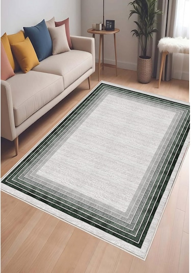 Yeşil Gri Dijital Baskı Salon Halısı Kaymaz Tabanlı Yıkanabilir Halı Yolluk 528 Yeşil