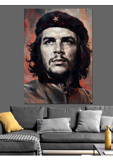 Che Guevara Klasik Devrimci Portresi Dekoratif Kanvas - Mdf Ahşap Tablo