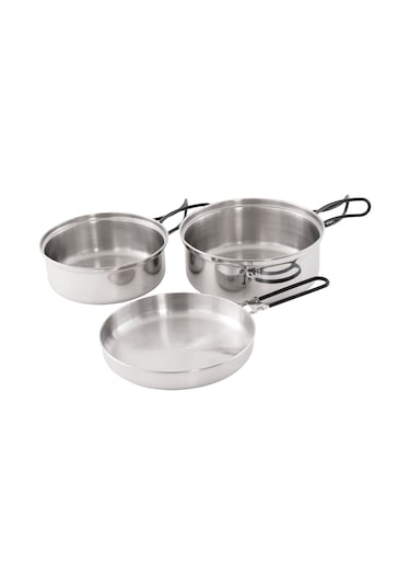 Easy Camp Tour Cook Set 3 Parça Paslanmaz Çelik Yemek Seti Gri