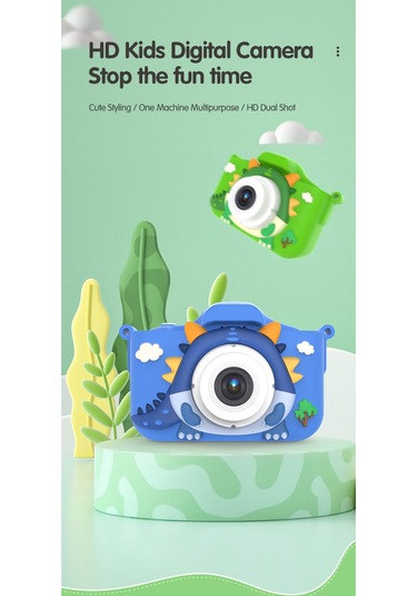 Vkemall X12s Çocuk Kamerası Kişiselleştirilmiş Karikatür Ejderha Fotoğraf Video Mini Oyu