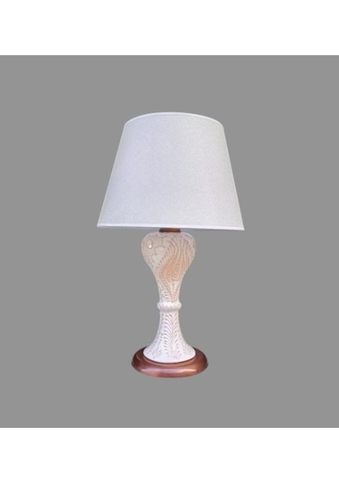 Gordion Abajur Bakır Kaplamalı Krem Çini Krem Şapka Beyaz