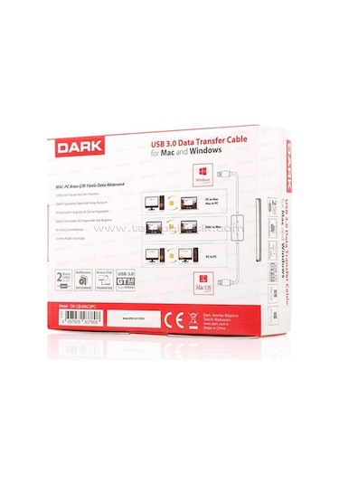 Dark Mac Ve Pc Arası Usb 3.0 Hızlı Data Kablosu (Dk-Cb-Mac2Pc)