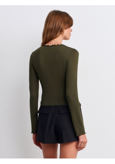 Dilvin 32112 Büzgülü Top-açık Haki Açık Haki