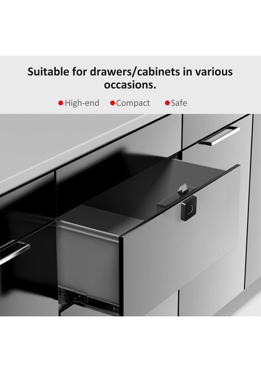 Createtech Akıllı Parmak İzi Çekmece Kilidi - 20 Parmak Kayıt, Hızlı Açılış, Çocuk Kilidi, Güvenli