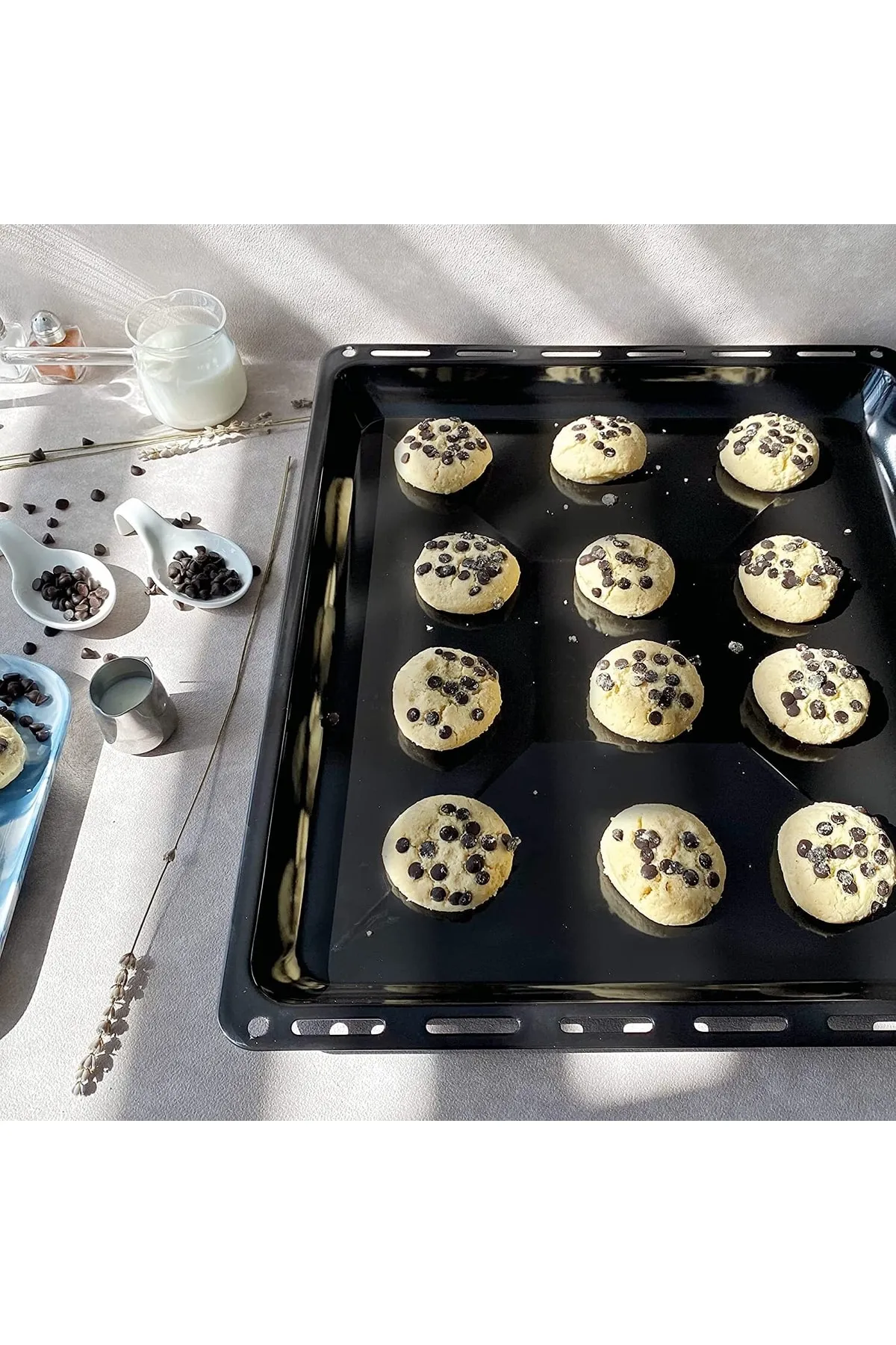 Ankastre Parlak Derin Fırın Tepsisi 2 Li Set 45,5 37,5 3,5 Cm Granit Siyah