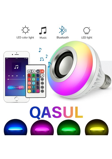 Bluetooth Hoparlörlü, Rgb Led Işıklı Lamba, Uzaktan Kumandalı Beyaz