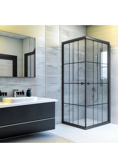 Durul Duşakabin   Kare Siyah Çizgi Siyah