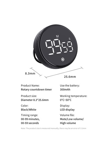 Dofolink F2 Manyetik Dönüşümlü Elektronik Zamanlayıcı: Mute/sesli, Geri/sayım, Öğrenci Alarmı, Dahili Pil, Açık Beyaz