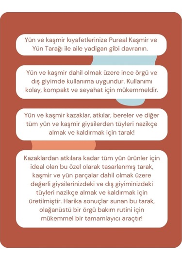 Pureal Kaşmir Ve Yün Tarağı