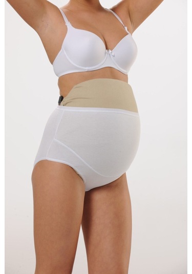 Hmd 1413 Pamuklu Yüksel Bel Hamile Lohusa Külot - Beyaz Beyaz