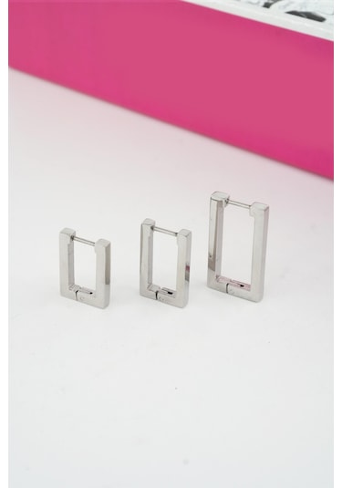 Kadın Vip Seri 316 L Paslanmaz Çelik Didörgen Model 3'lü Küpe Seti