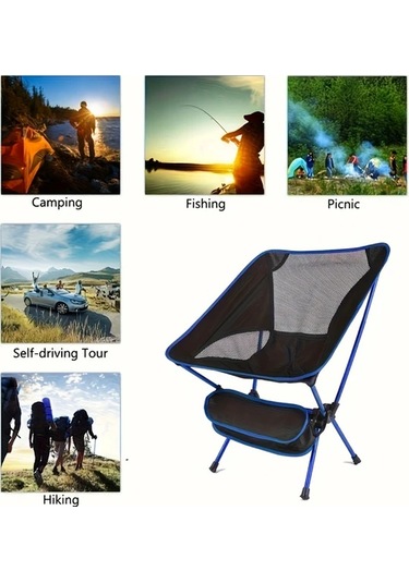 Dashanshop Ergonomik Alüminyum Katlanabilir Kamp Sandalyesi Açık Mavi Hafif Taşınabilir 99 79kg Kapasite Açık Mavi