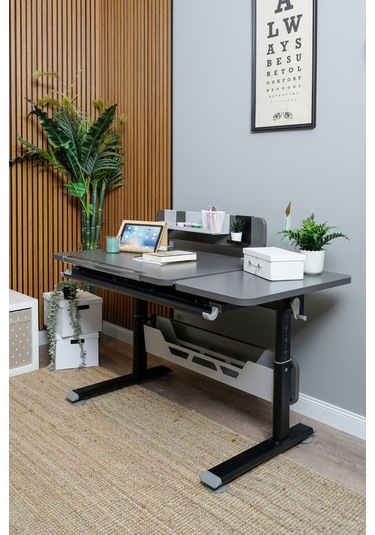 Vega Standart Yükseklik Ve Eğim Ayarlı, Çekmeceli Bilgisayar Ve Ofis Masası, Çalışma Masası Antrasit Gri