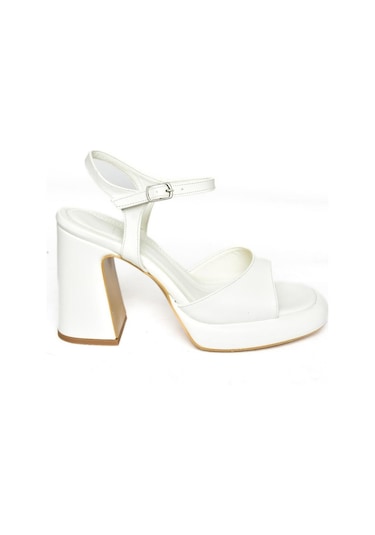 Fox Shoes S569012809 Beyaz Kalın Topuklu Kadın Ayakkabı Beyaz