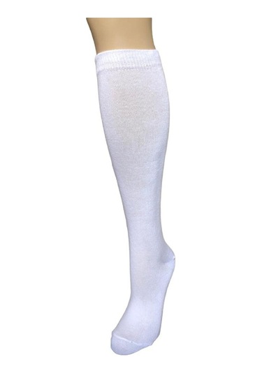 Desıgn Pamuklu Çocuk Dizaltı Okul Çorabı-beyaz