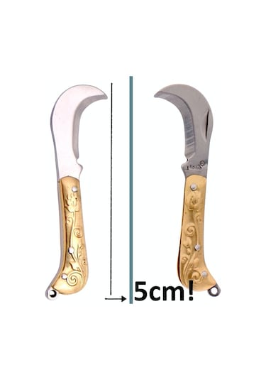 Omeniv 5Cm Mini Kamp Çakı Oryantal Sap Anahtarlık Kolye Altın