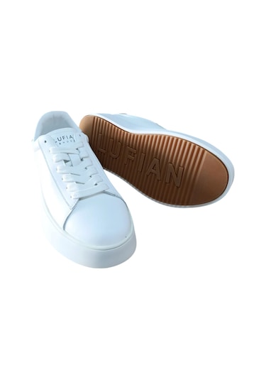Lufian Adel Unisex Hakiki Deri Sneaker Ayakkabı Beyaz Siyah