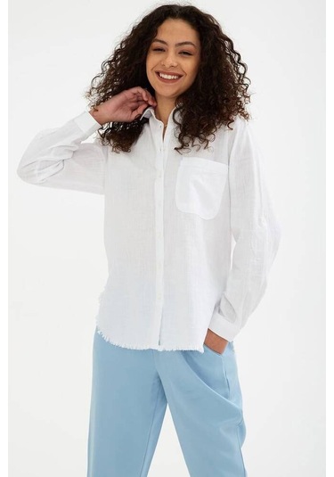 Fashion Friends Etek Ucu Püsküllü Kadın Gömlek 25y0390k1 Beyaz