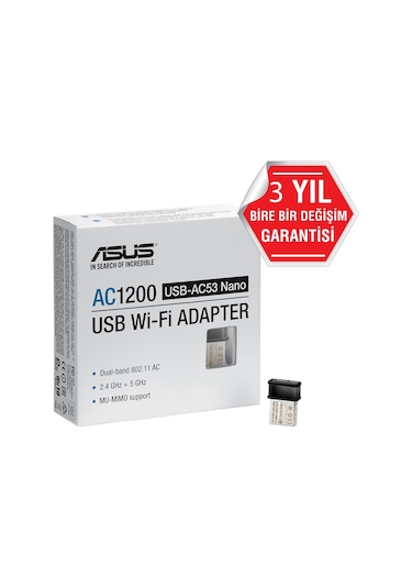 Asus USB-AC53 Nano AC1200 Kablosuz USB Adaptör