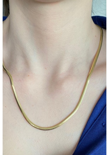 Zümrüt Sarraf 14 Ayar Yeşil Altın Kadın Tondo Ezme Zincir Kolye N11.47503