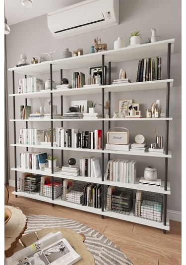 Çevir Kur 200 Cm Beyaz Kitaplık Beyaz