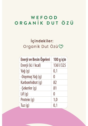 Wefood Organik Dut Özü 315 gr (Soğuk Sıkım)