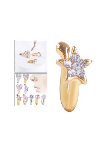 Suntek Glitter Klipsli Sahte Burun Halkası Altın-yıldız Altın