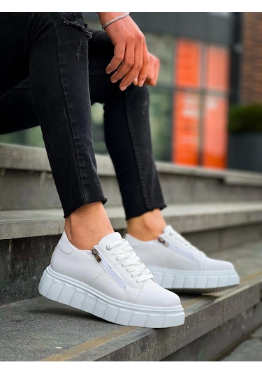 Kb-x155 Kuback Beyaz Cilt Detaylı Beyaz Yüksek Taban Günlük Spor Ayakkabı Beyaz4 Beyaz