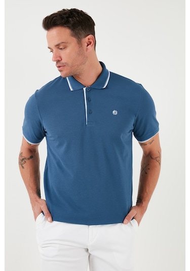 Buratti % 100 Pamuk Düğmeli Regular Fit Erkek Polo Yaka T Shirt 5902118 Koyu Mavi