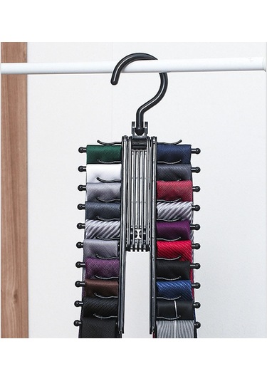 Symbee Çok Katlı Değiştirilebilir 20 Sıralı Kemer, Kravat, İpek Eşya Duvar Takımı - Ev Organizasyon Aracı Siyah