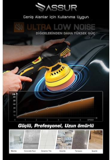 Assur ASR442 12V Orbital 6 Kademeli Polisaj Sarı