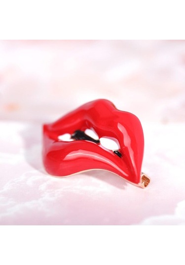 Blucome Kırmızı Dudak Emaye Broş Takı Kadın Erkek Parti Ziyafet Günlük Alaşım Pimleri Şapka Çanta Elbise Aksesuarları Yaka Süsler Hediyeler Kırmızı